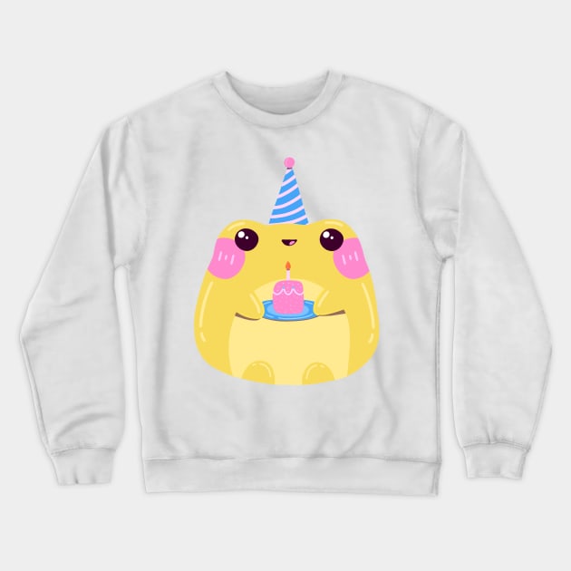 Frog Celebrating His Birthday Crewneck Sweatshirt by Sofia Sava